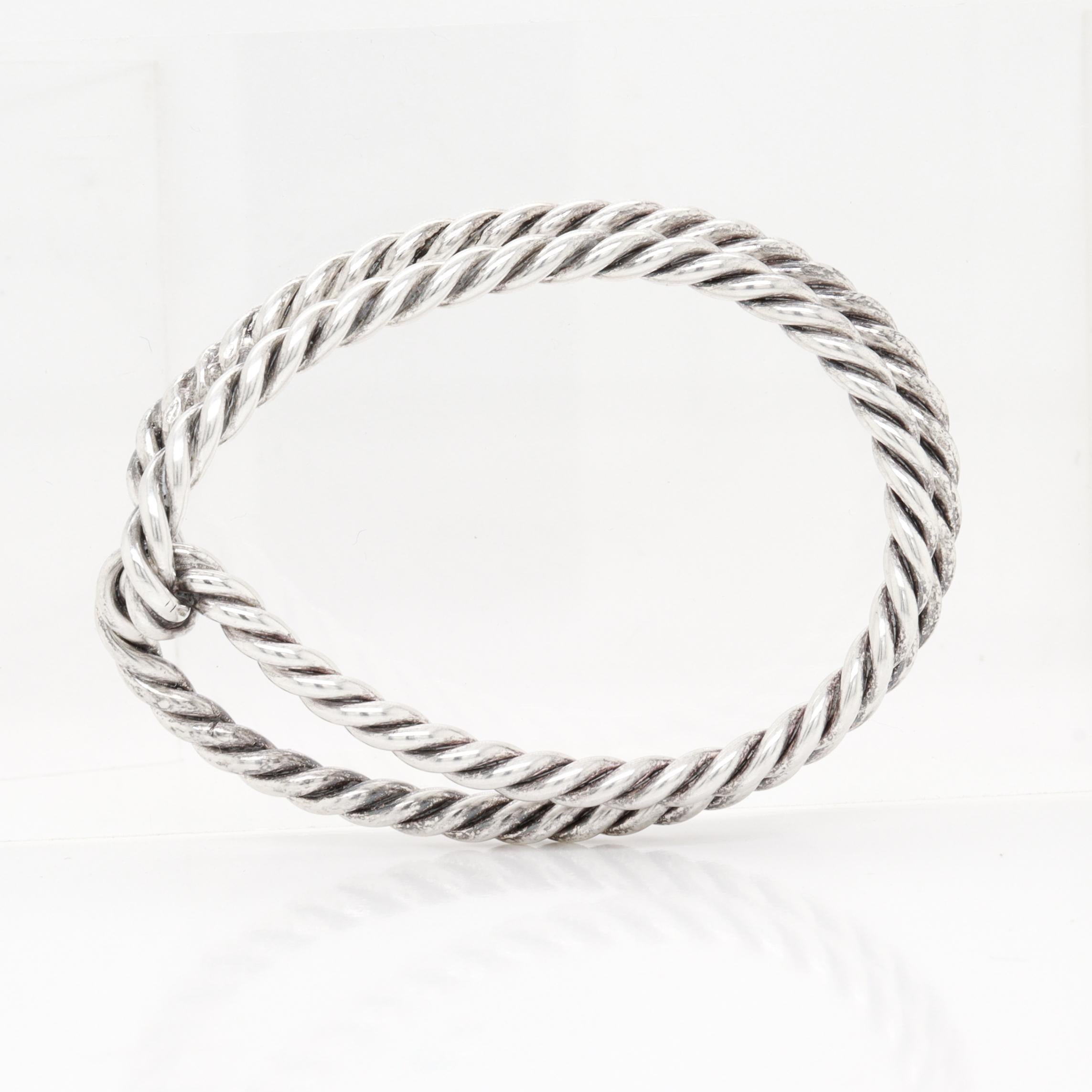 Signiert Hermès Französisch Sterling Silber Cord Twist Schal Clip oder Ring im Angebot 1