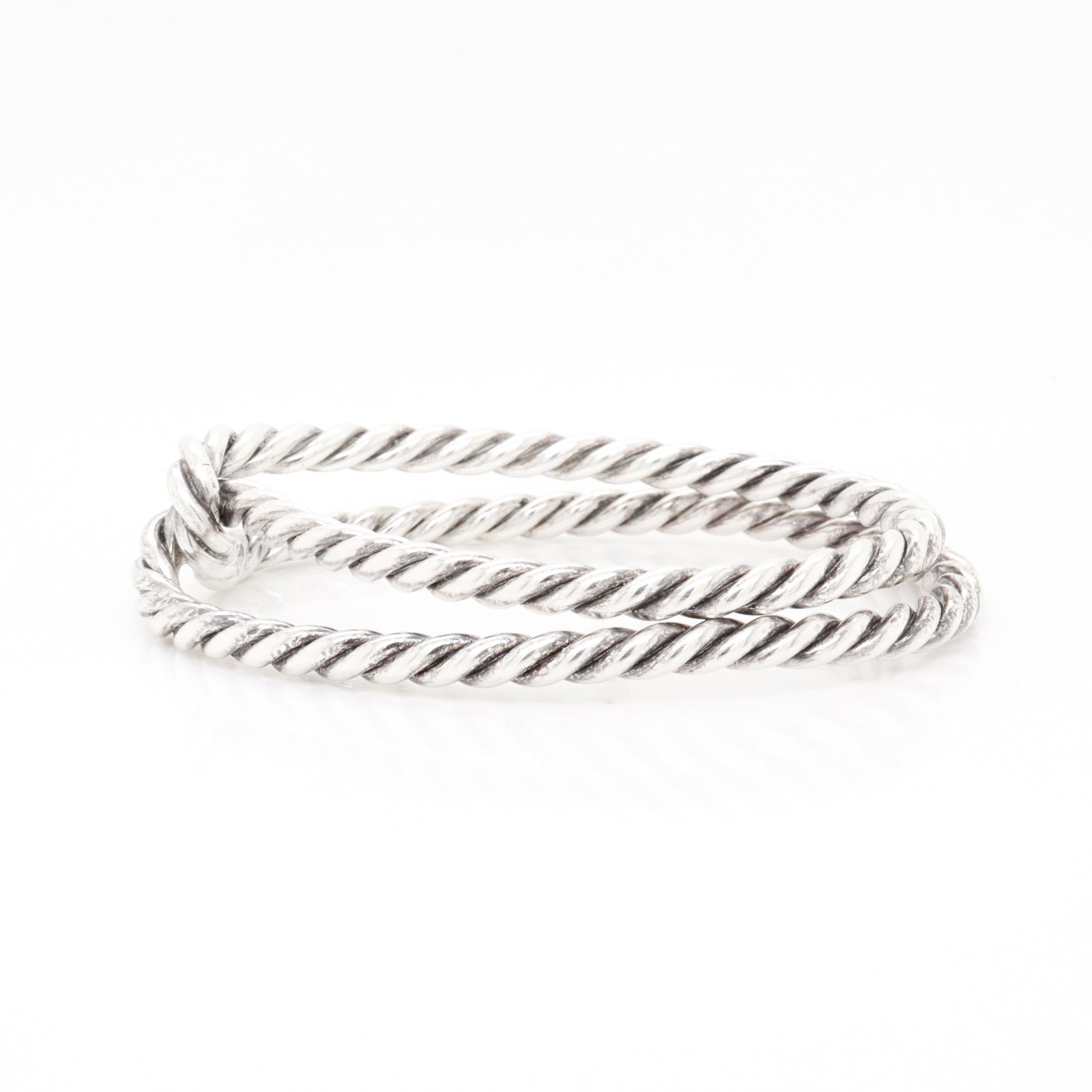 Signiert Hermès Französisch Sterling Silber Cord Twist Schal Clip oder Ring im Angebot 2