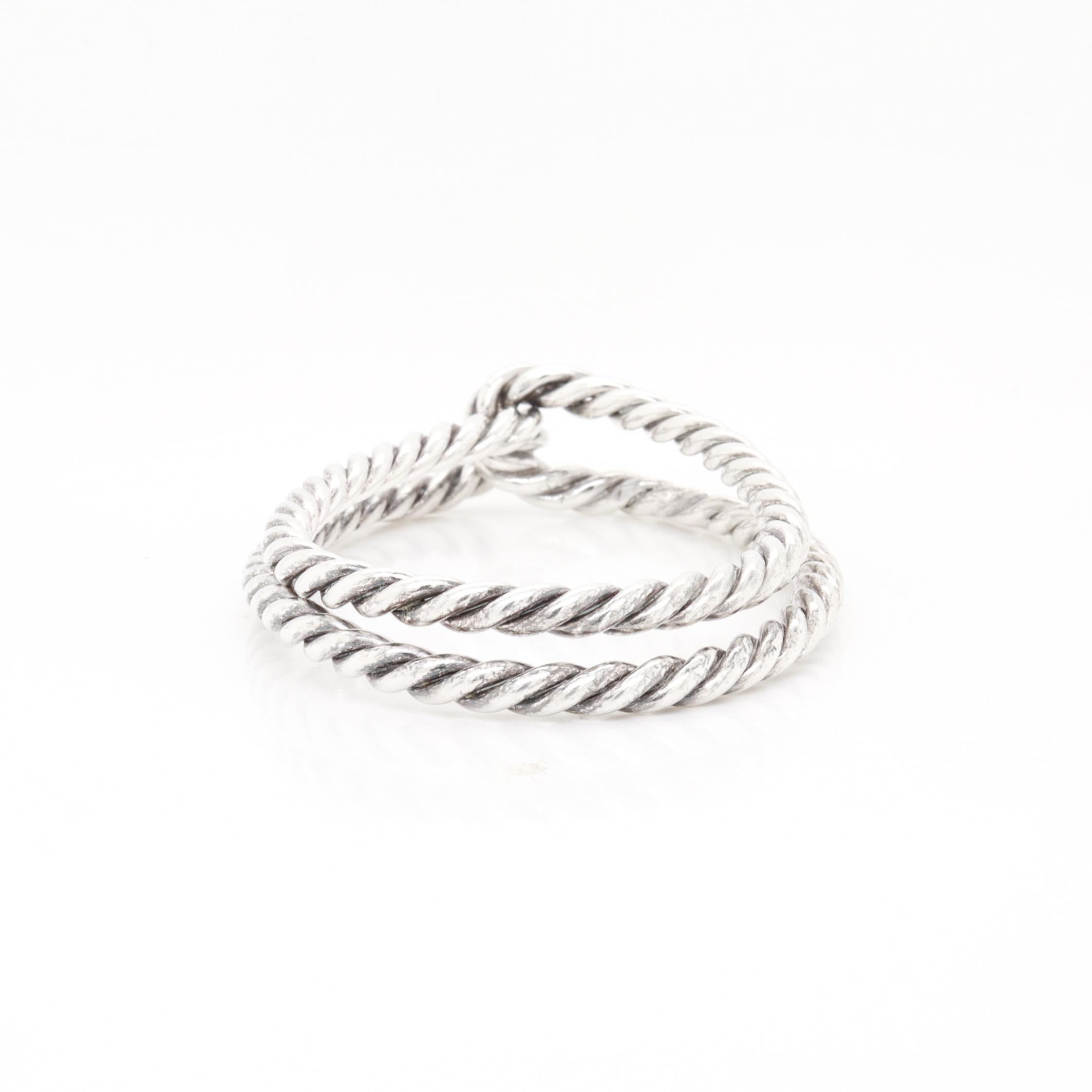 Signiert Hermès Französisch Sterling Silber Cord Twist Schal Clip oder Ring im Angebot 3