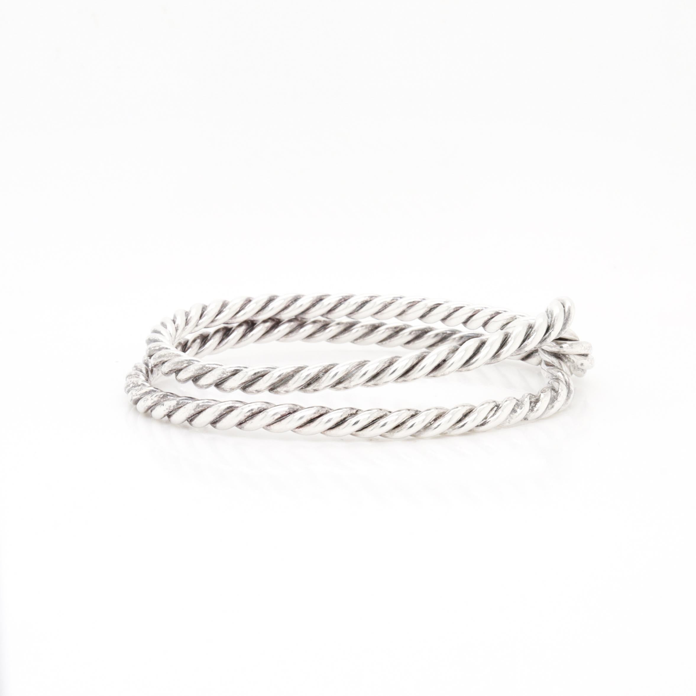 Signiert Hermès Französisch Sterling Silber Cord Twist Schal Clip oder Ring im Angebot 4