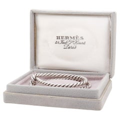 Signed Hermès French Sterling Silver Cord Twist Scarf Clip or Ring