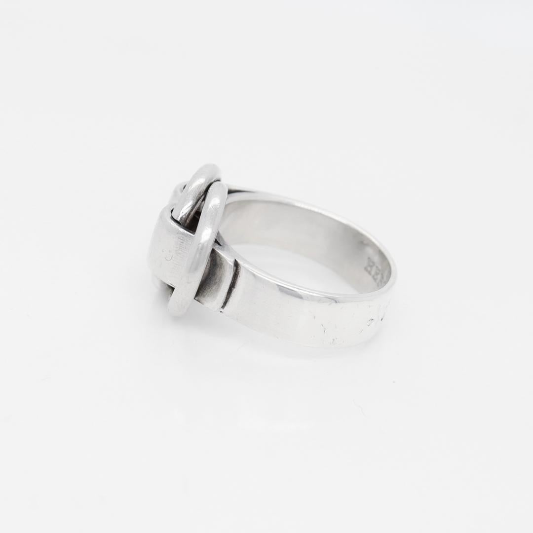 Signed Hermes Sterling Silver Deux Anneaux Ring For Sale 5
