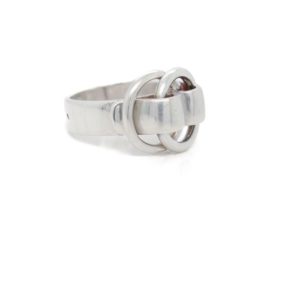 Signed Hermes Sterling Silver Deux Anneaux Ring  For Sale 5