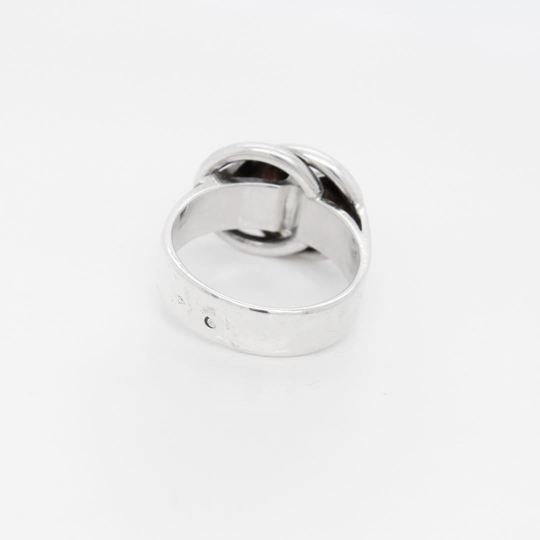Signed Hermes Sterling Silver Deux Anneaux Ring For Sale 6