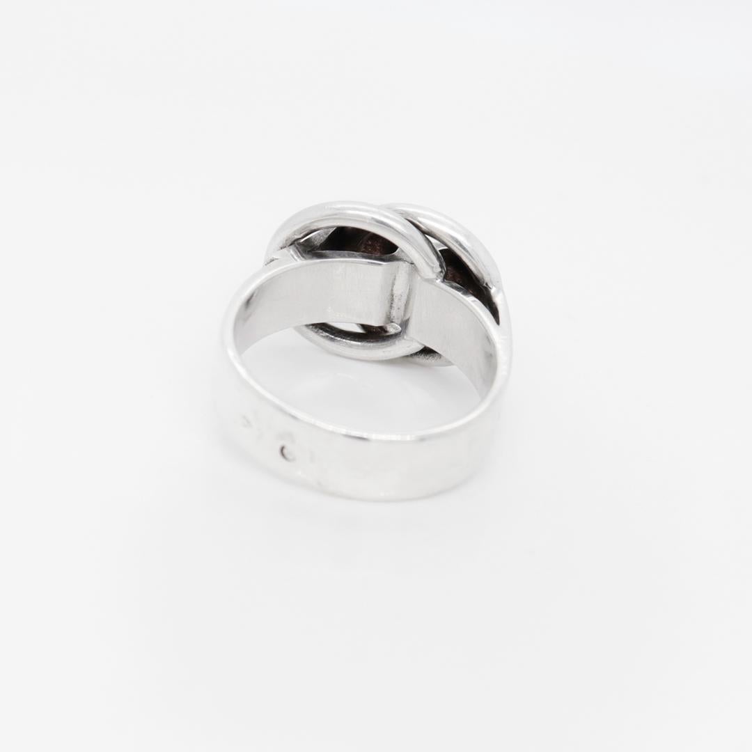 Signed Hermes Sterling Silver Deux Anneaux Ring For Sale 7