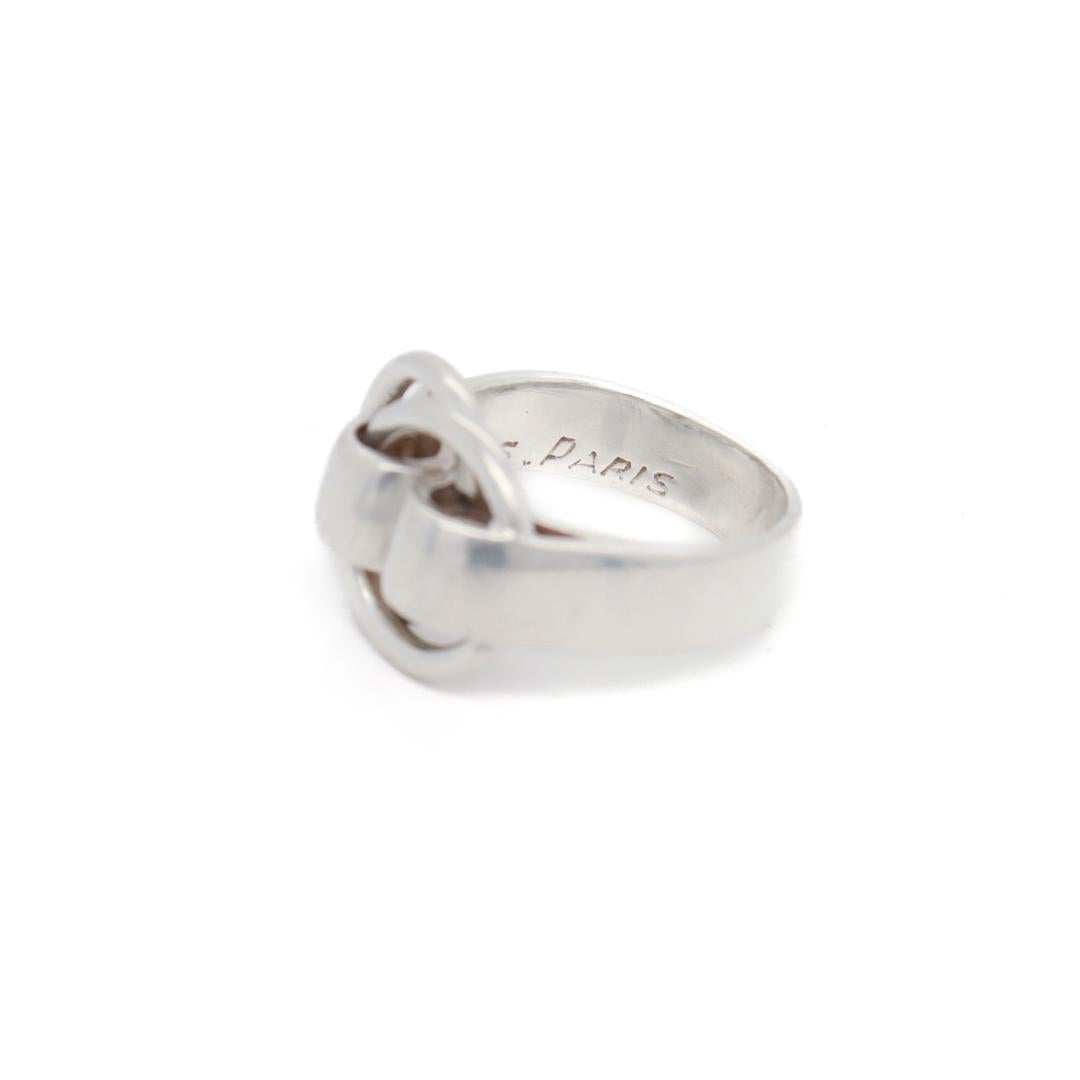 Signierter Hermes Sterling Silber Deux Anneaux Ring 7