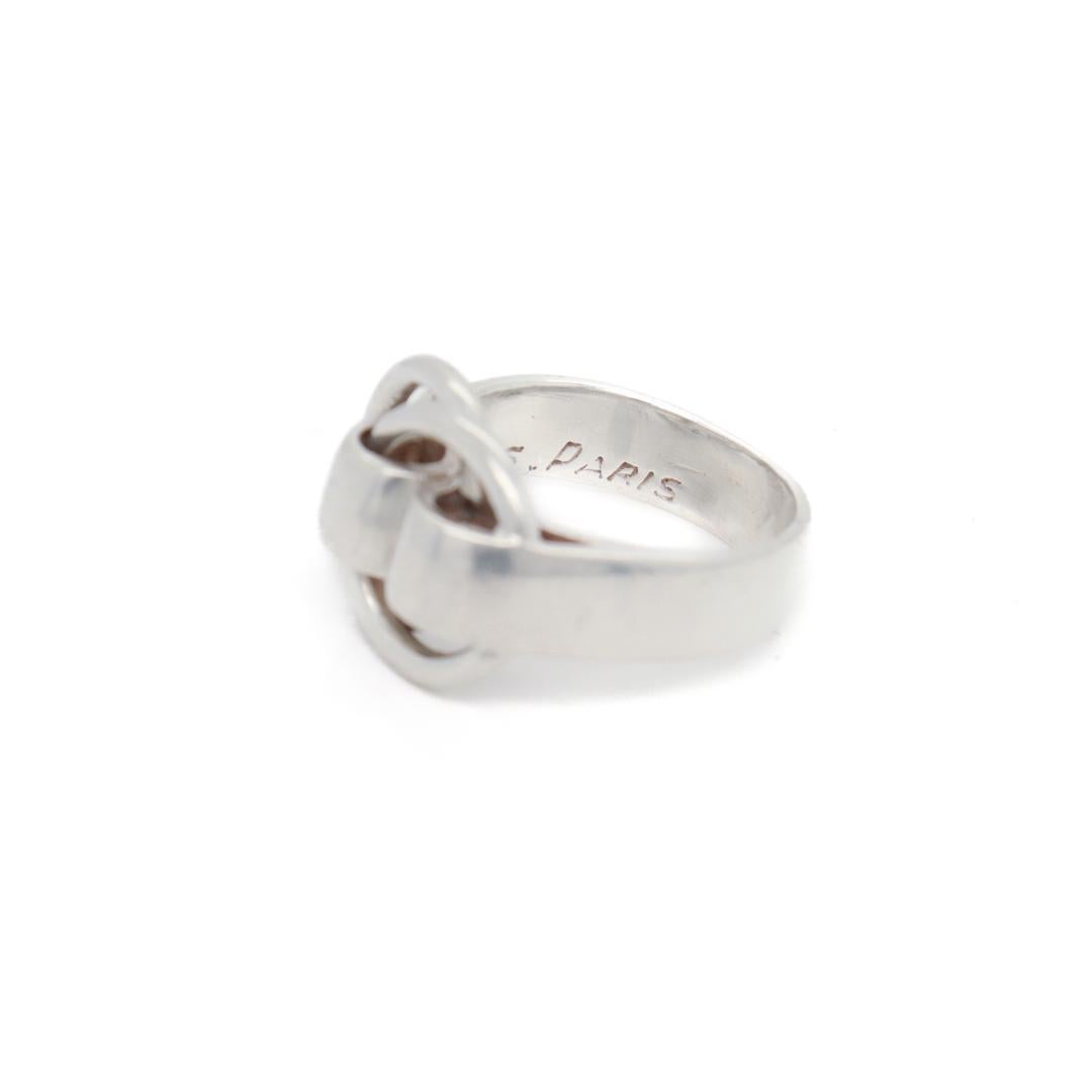 Signed Hermes Sterling Silver Deux Anneaux Ring  For Sale 7