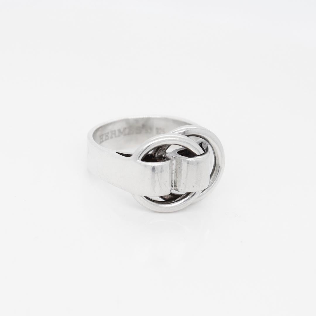 Signed Hermes Sterling Silver Deux Anneaux Ring For Sale 9