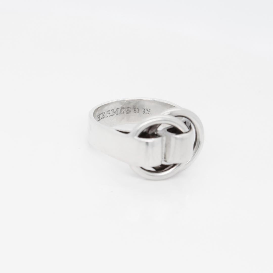 Bague Deux Anneaux signée Hermes en argent sterling en vente 10