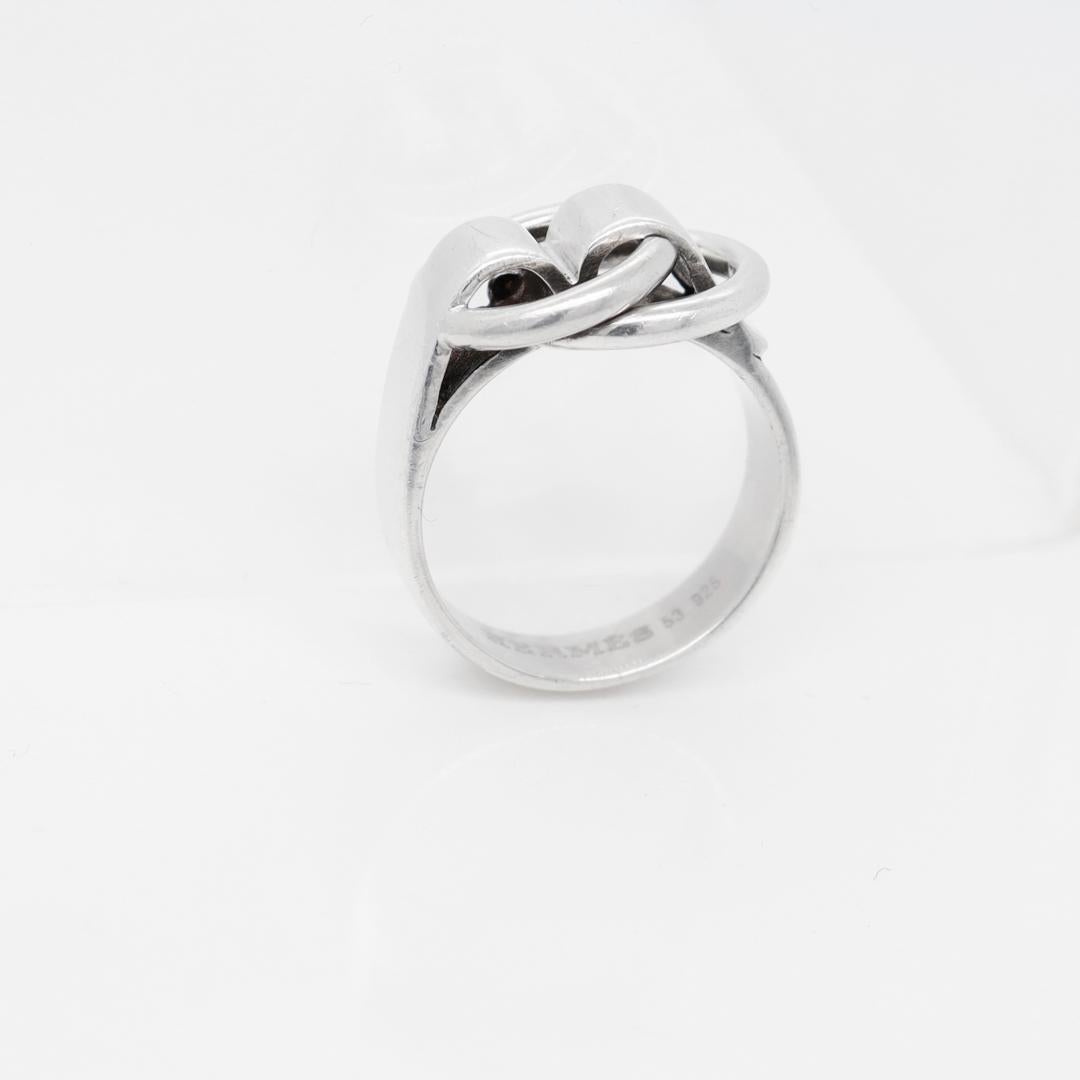 Signed Hermes Sterling Silver Deux Anneaux Ring For Sale 1