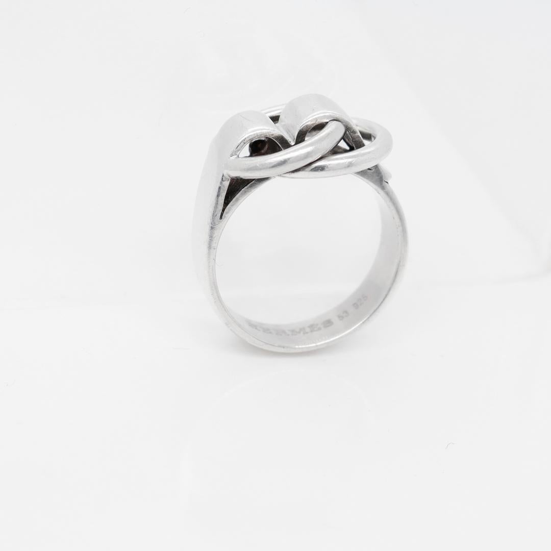 Bague Deux Anneaux signée Hermes en argent sterling en vente 1