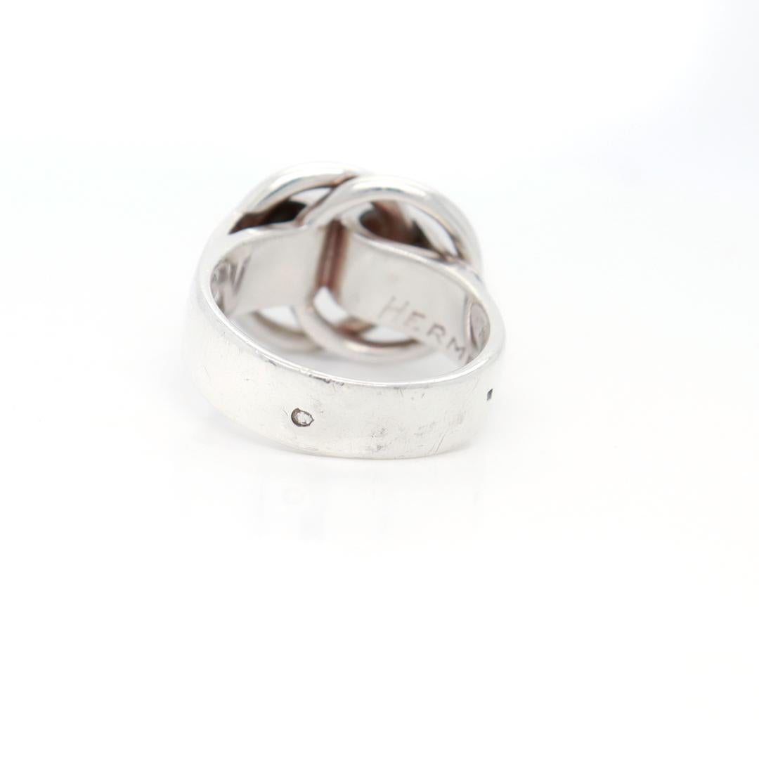 Signed Hermes Sterling Silver Deux Anneaux Ring  For Sale 2
