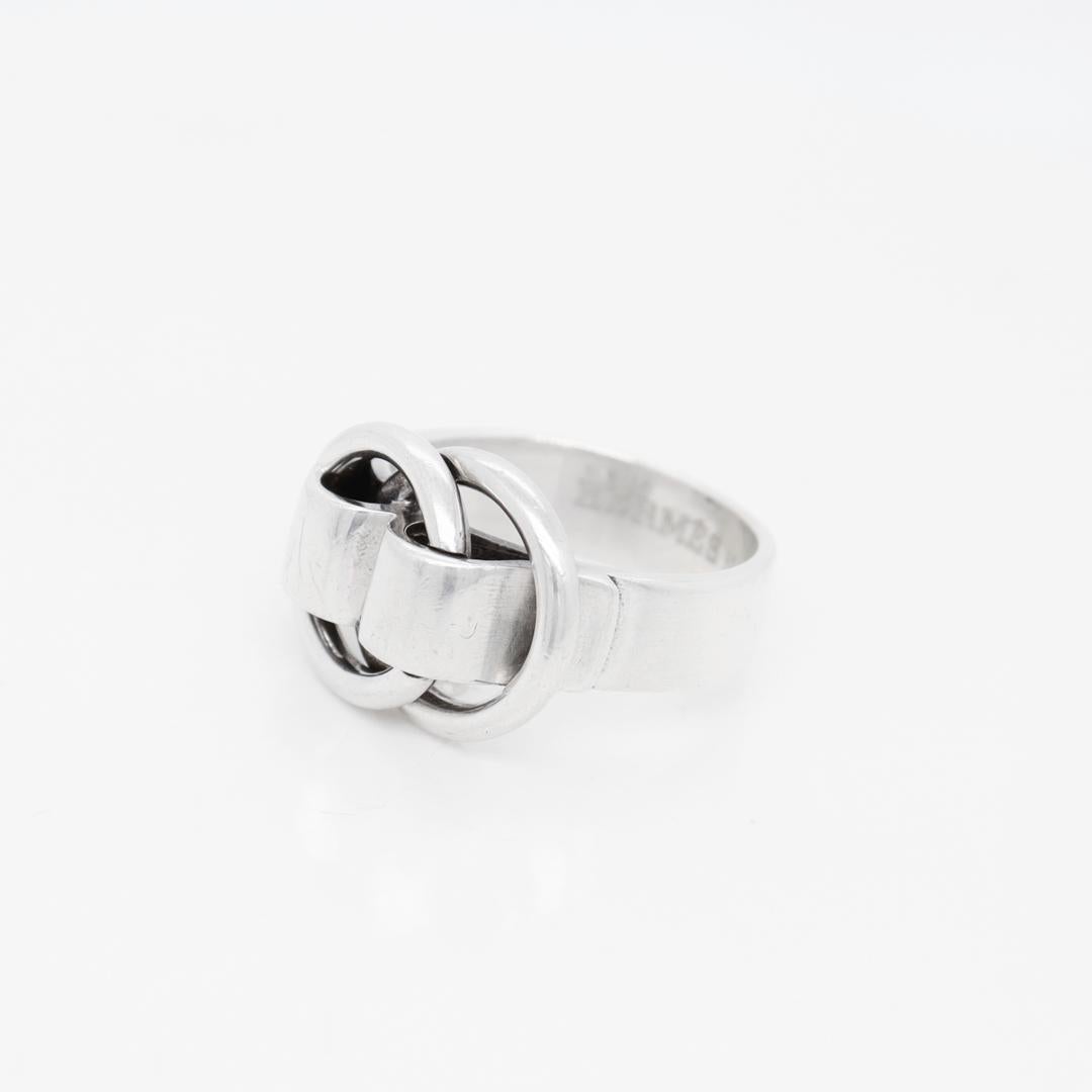 Signed Hermes Sterling Silver Deux Anneaux Ring For Sale 3