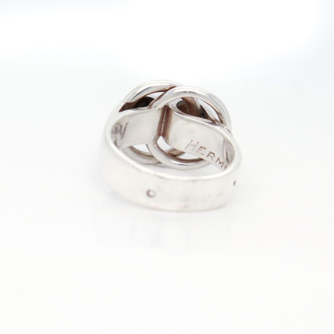 Signed Hermes Sterling Silver Deux Anneaux Ring  For Sale 3