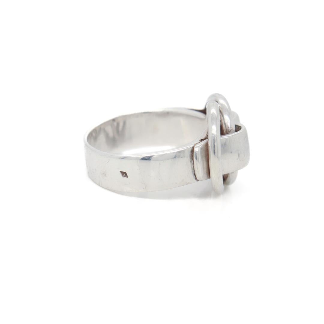 Signed Hermes Sterling Silver Deux Anneaux Ring  For Sale 4