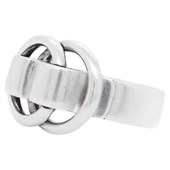 Signed Hermes Sterling Silver Deux Anneaux Ring For Sale