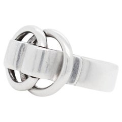 Used Signed Hermes Sterling Silver Deux Anneaux Ring