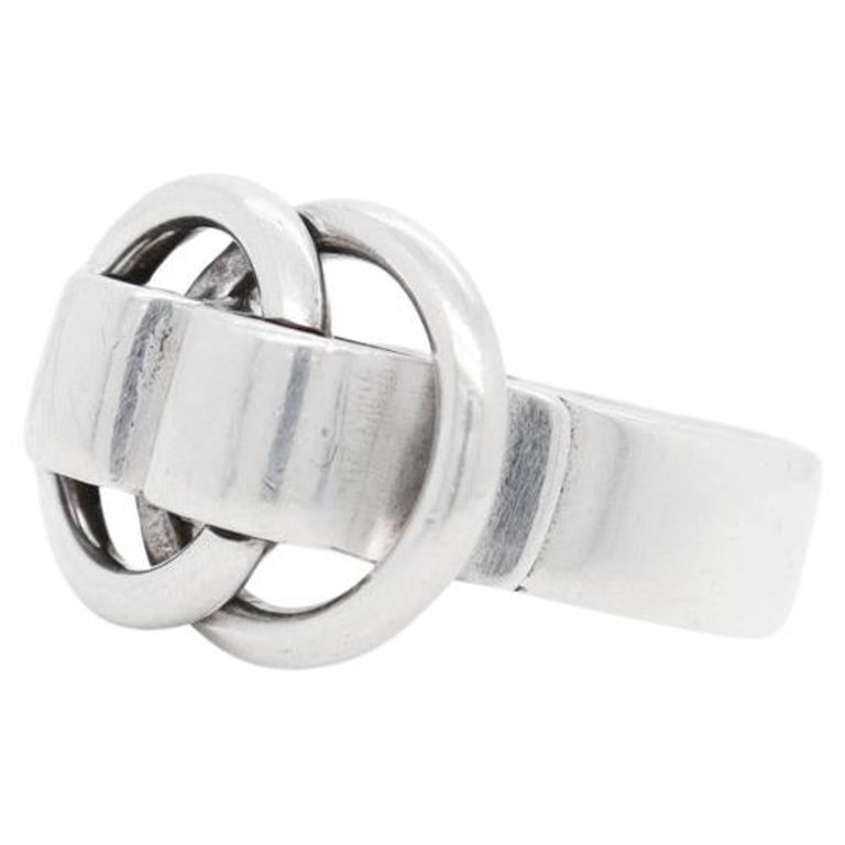 Bague Deux Anneaux signée Hermes en argent sterling En vente sur