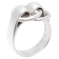 Used Signed Hermes Sterling Silver Deux Anneaux Ring 