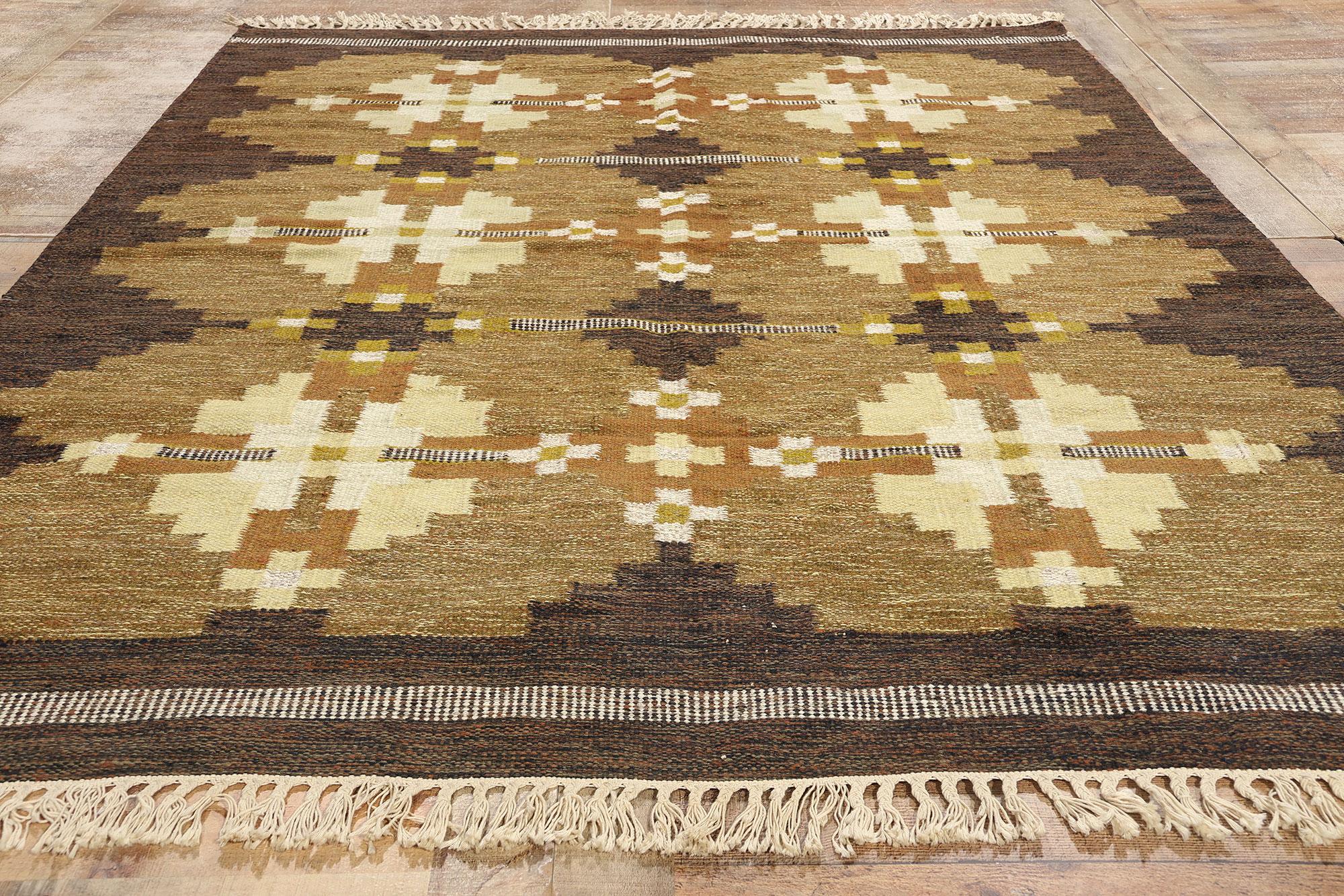1960's Signed HLO Vintage Scandinavian Swedish Röllakan, 06'06 x 09'03 For Sale 2