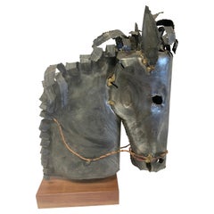 Signed Horse Head Metal Sculpture by William Degroot 