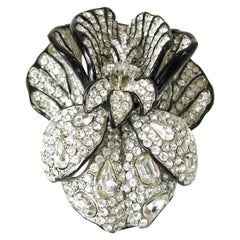 Signed Huge Vintage Kenneth Jay Lane 3-Dimensional Floral Brooch