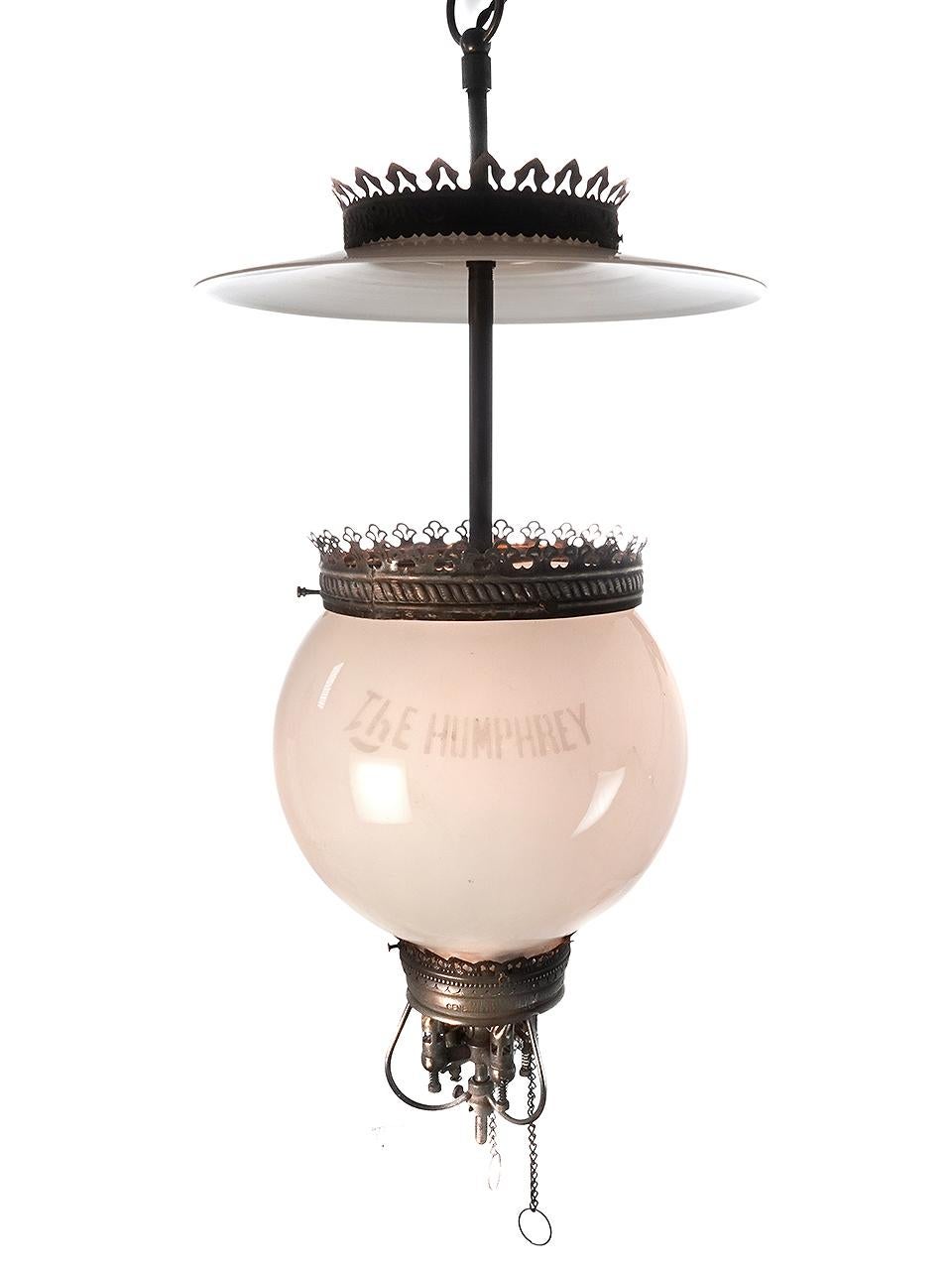 American Signed Humphrey Gas Lamp, Electrified