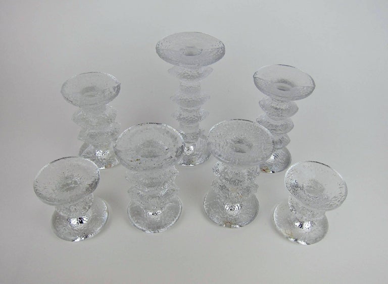 20th Century Signed Iittala Festivo Midcentury Glass Candleholders by Timo Sarpaneva