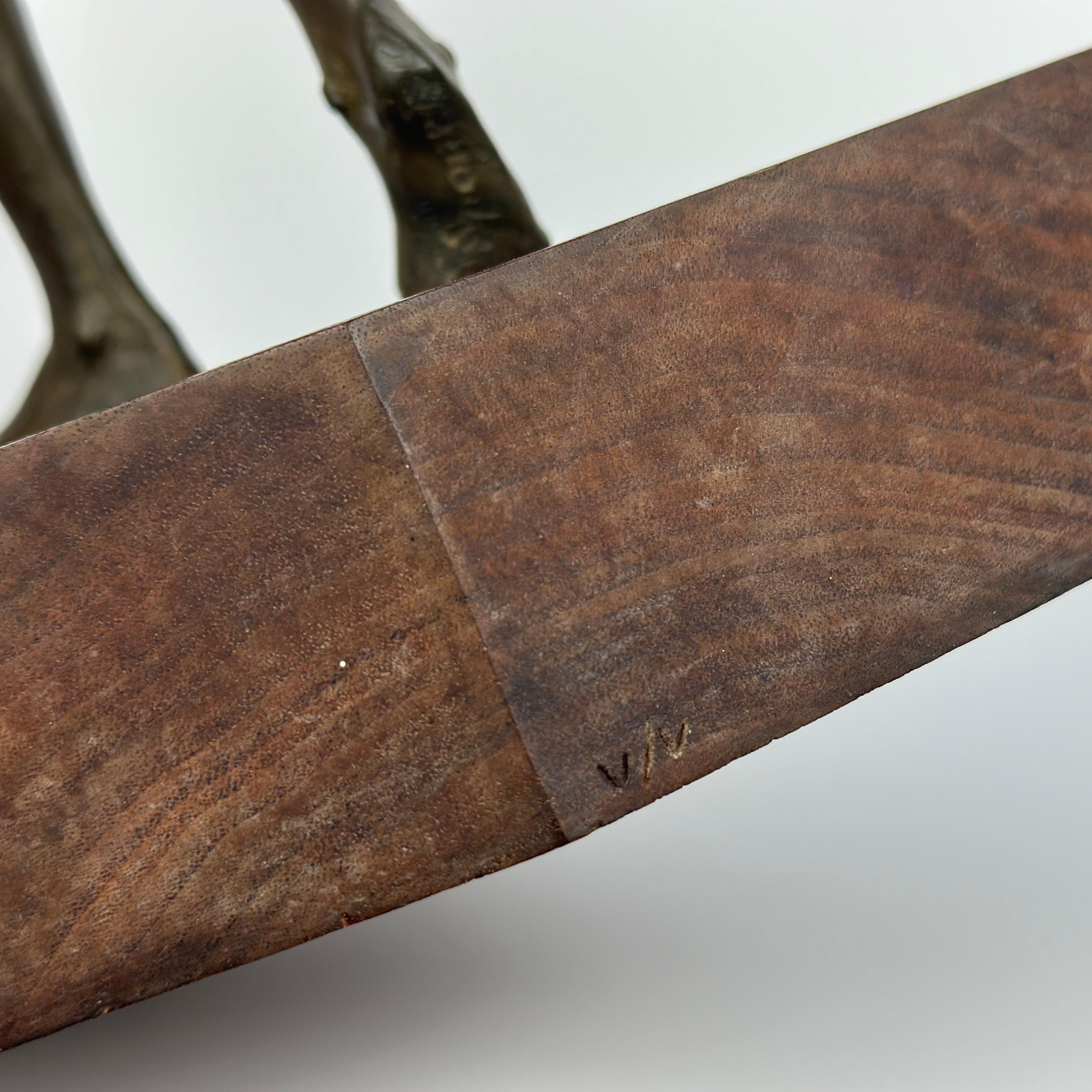 Scultura in bronzo firmata Immi Storrs, nudo femminile modernista, su base di noce in vendita 4