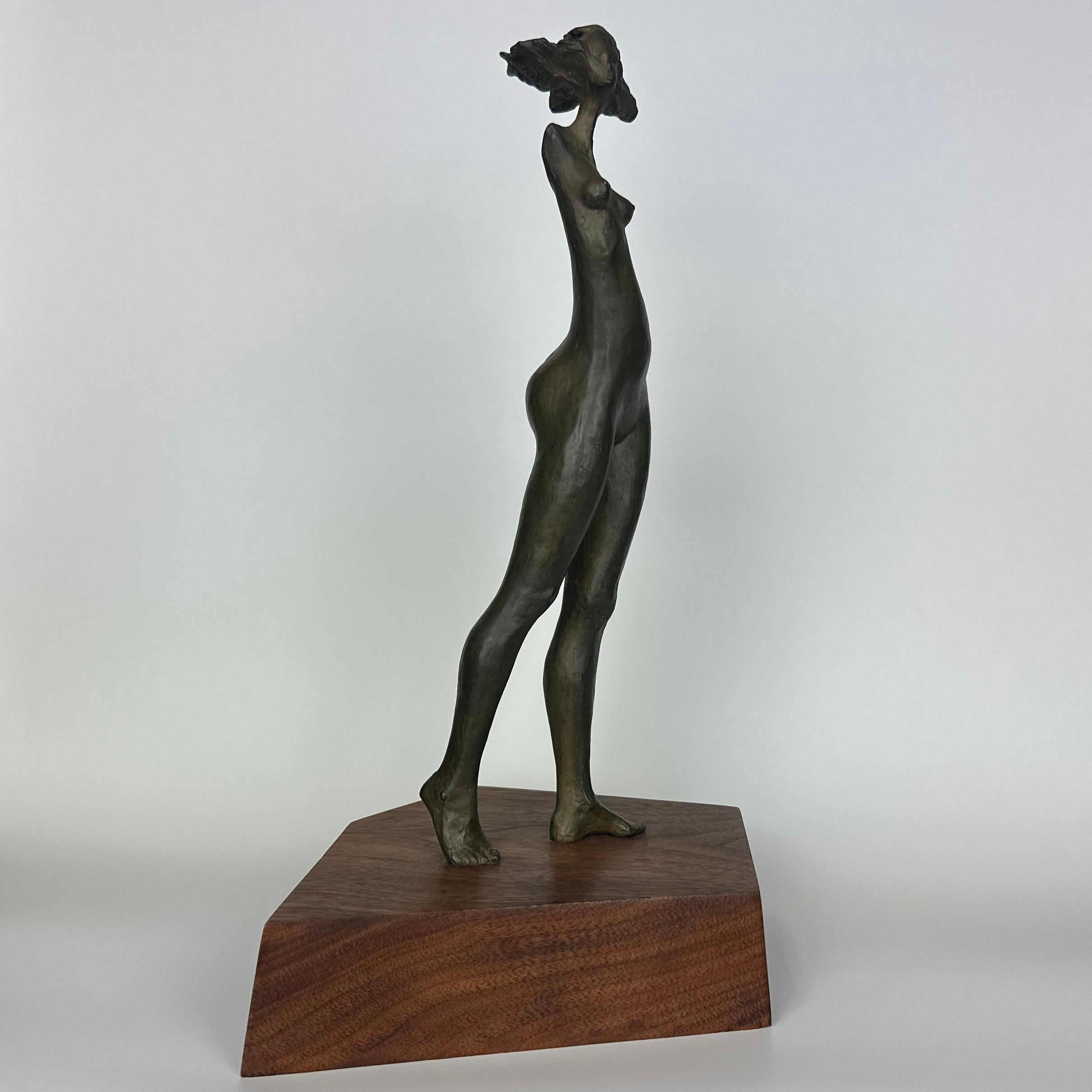 XX secolo Scultura in bronzo firmata Immi Storrs, nudo femminile modernista, su base di noce in vendita