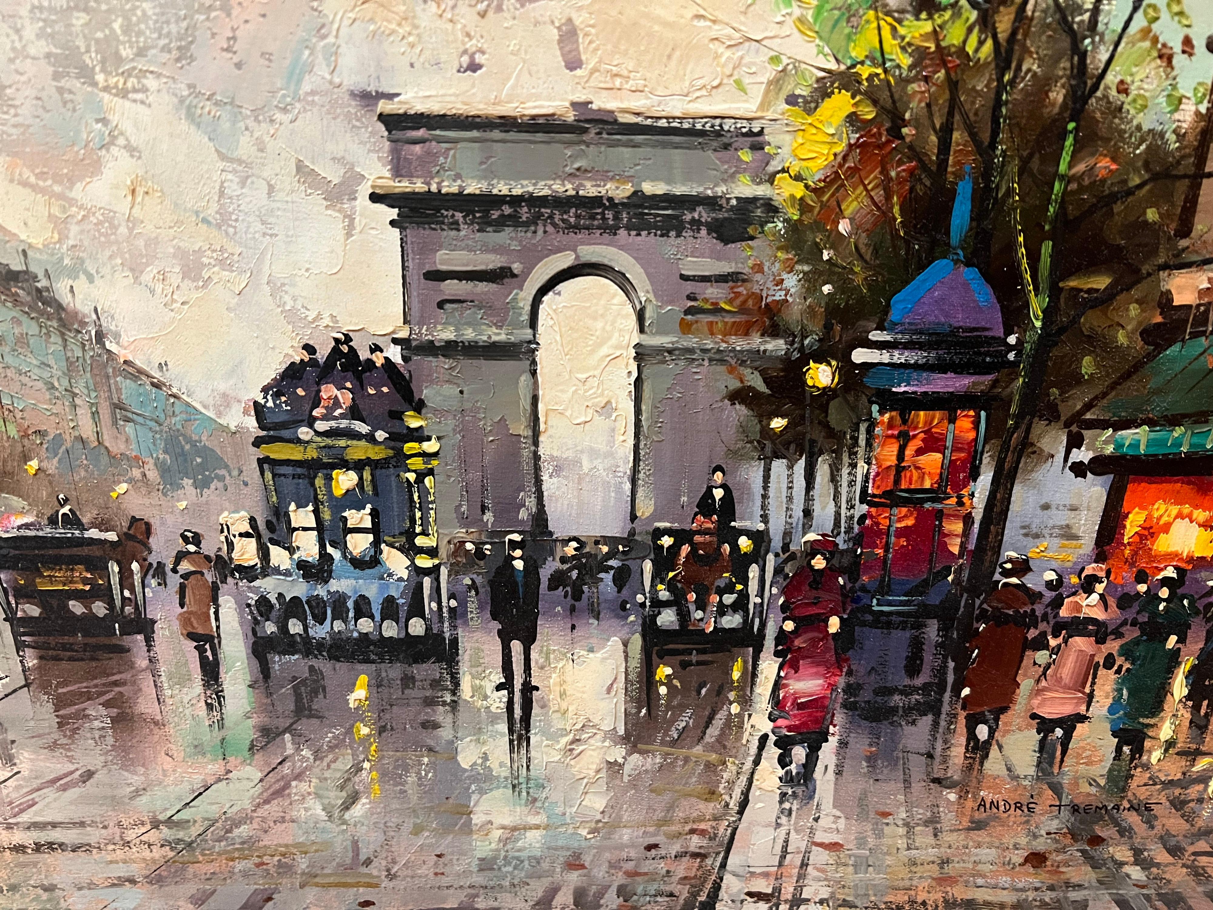 Mid-20th Century Signed Impasto French Street Scene Painting For Sale