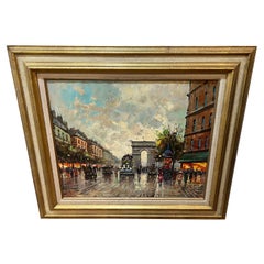 Signed Impasto French Street Scene Painting