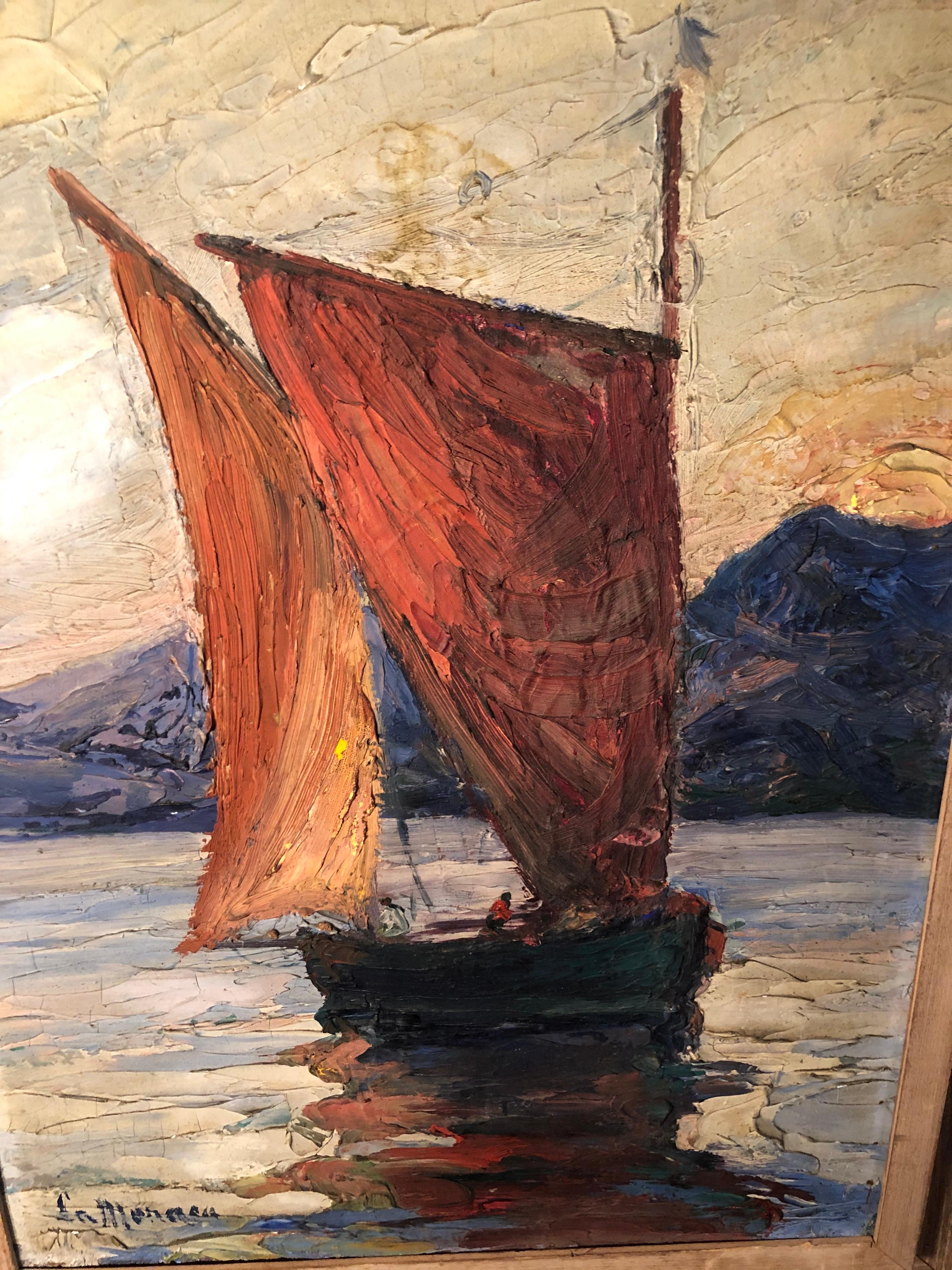 Signed Impasto on Board of Sailboat  For Sale 3