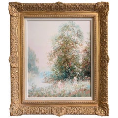 Signed Impressionistic Oil on Canvas Painting in Carved Gilt Frame Signed Impressionistic Oil on Canvas Painting in Carved Gilt Frame