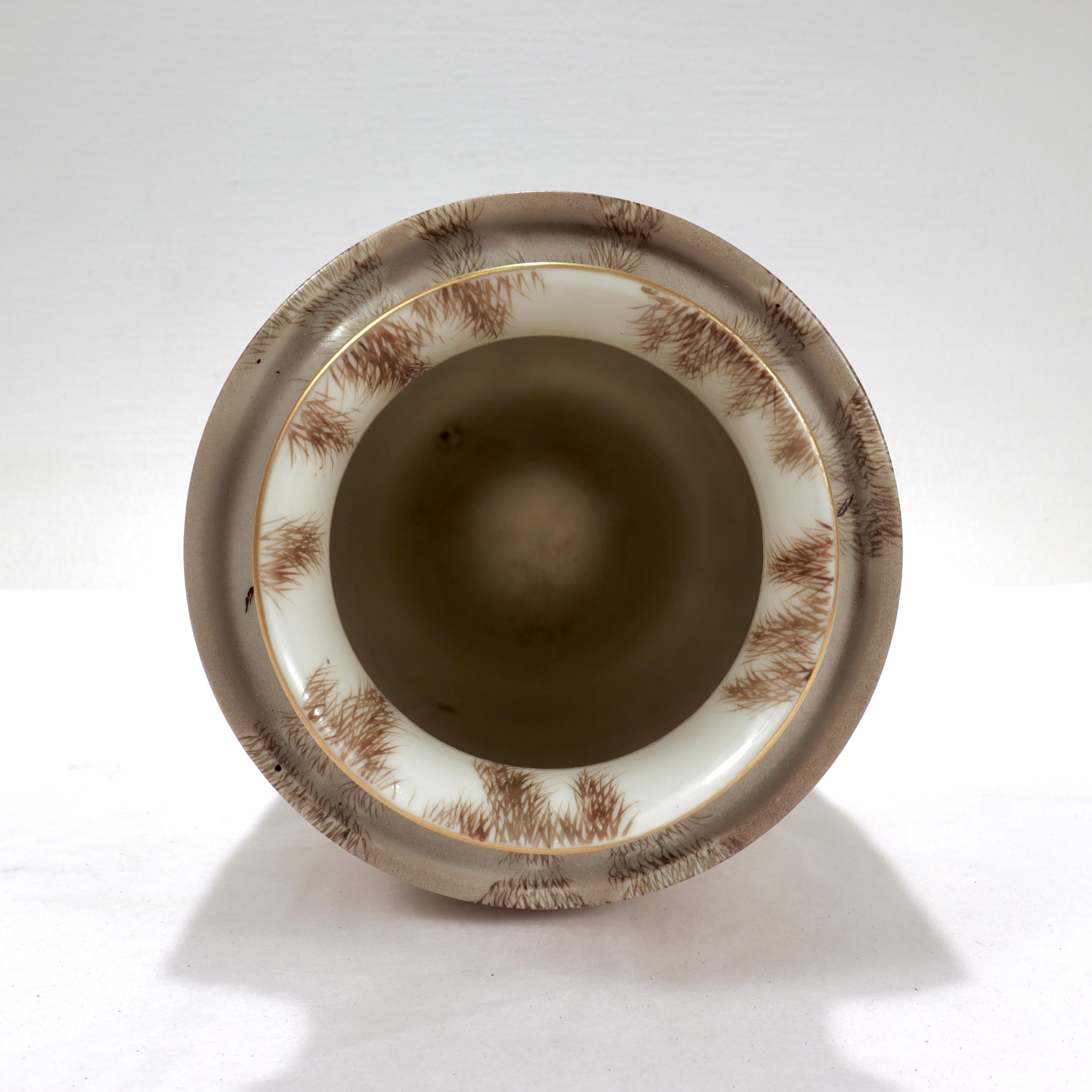 Signed Imura Hikojiro Meiji/Taisho Period Japanese Porcelain Egrets Studio Vase  8