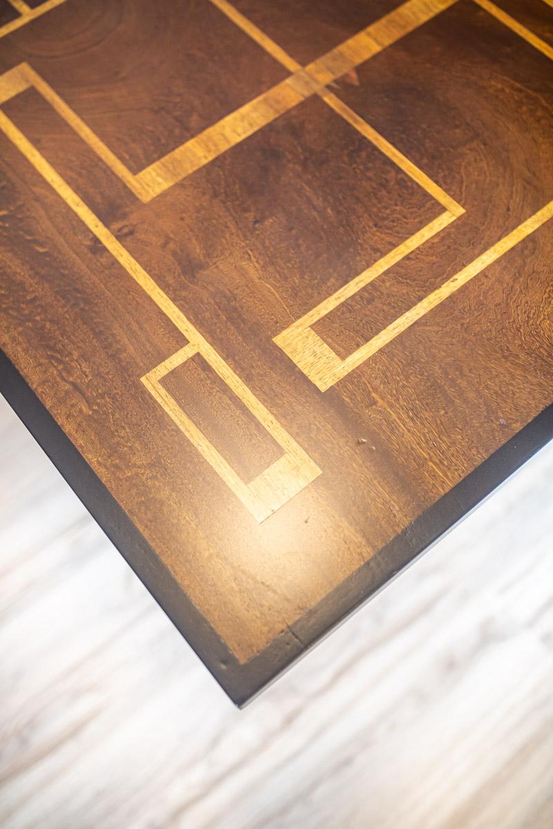 Signed Inlaid Art Deco Poker Table in Light Brown from the 1930s 5