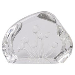 Vintage Signed Intaglio Crystal Glass Sculpture Tulips
