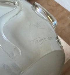Signed Ioan Tamaian Heavy Handblown Opalescent Sculptural Art Glass Bowl