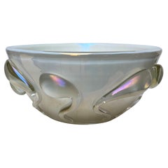 Signed Ioan Tamaian Heavy Handblown Opalescent Sculptural Art Glass Bowl