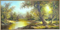 Signed Irene Cafieri Landscape Oil Painting Framed