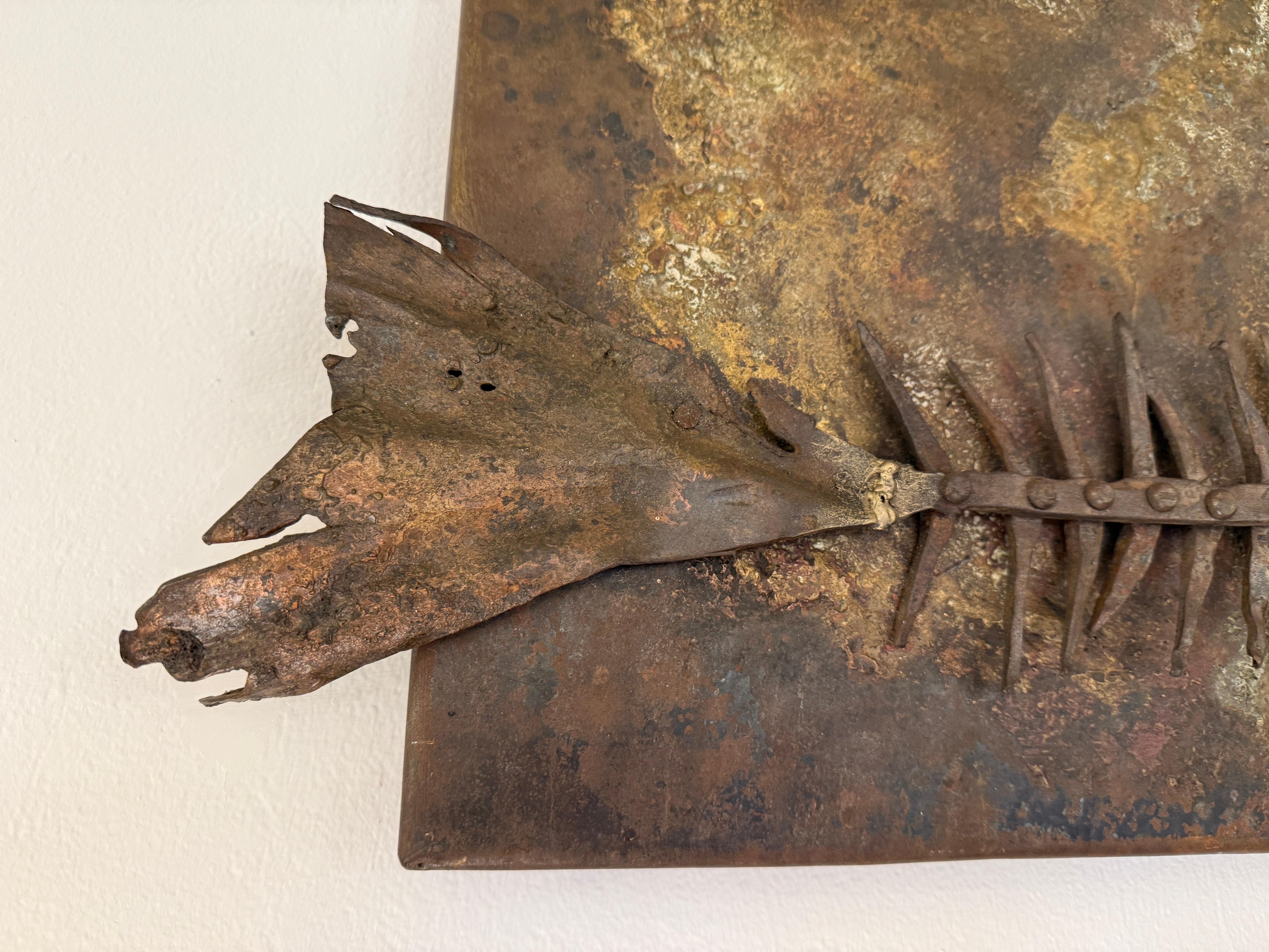 French Signed Iron Fish Sculpture by Lachaize For Sale