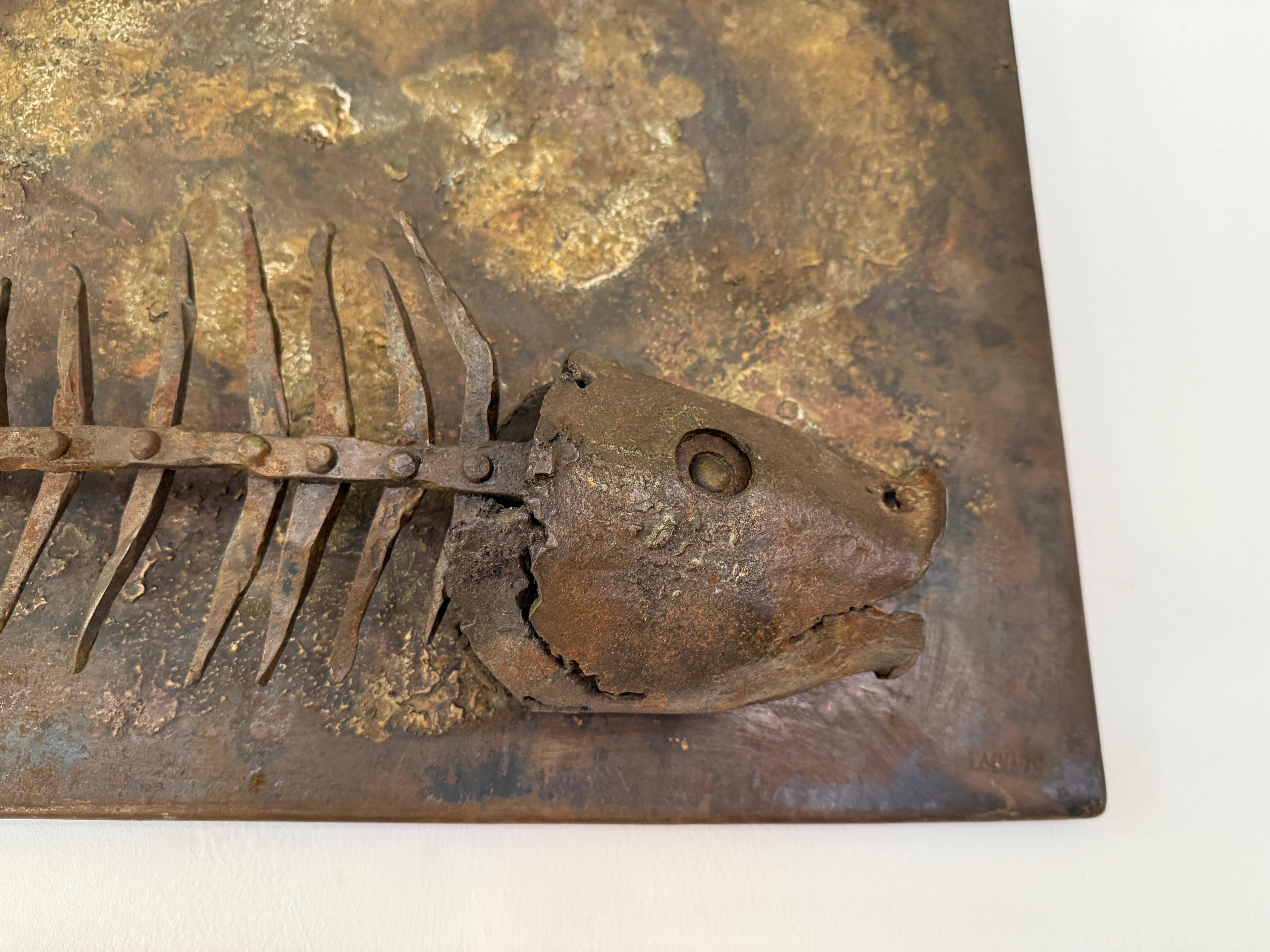 Signed Iron Fish Sculpture by Lachaize For Sale 3
