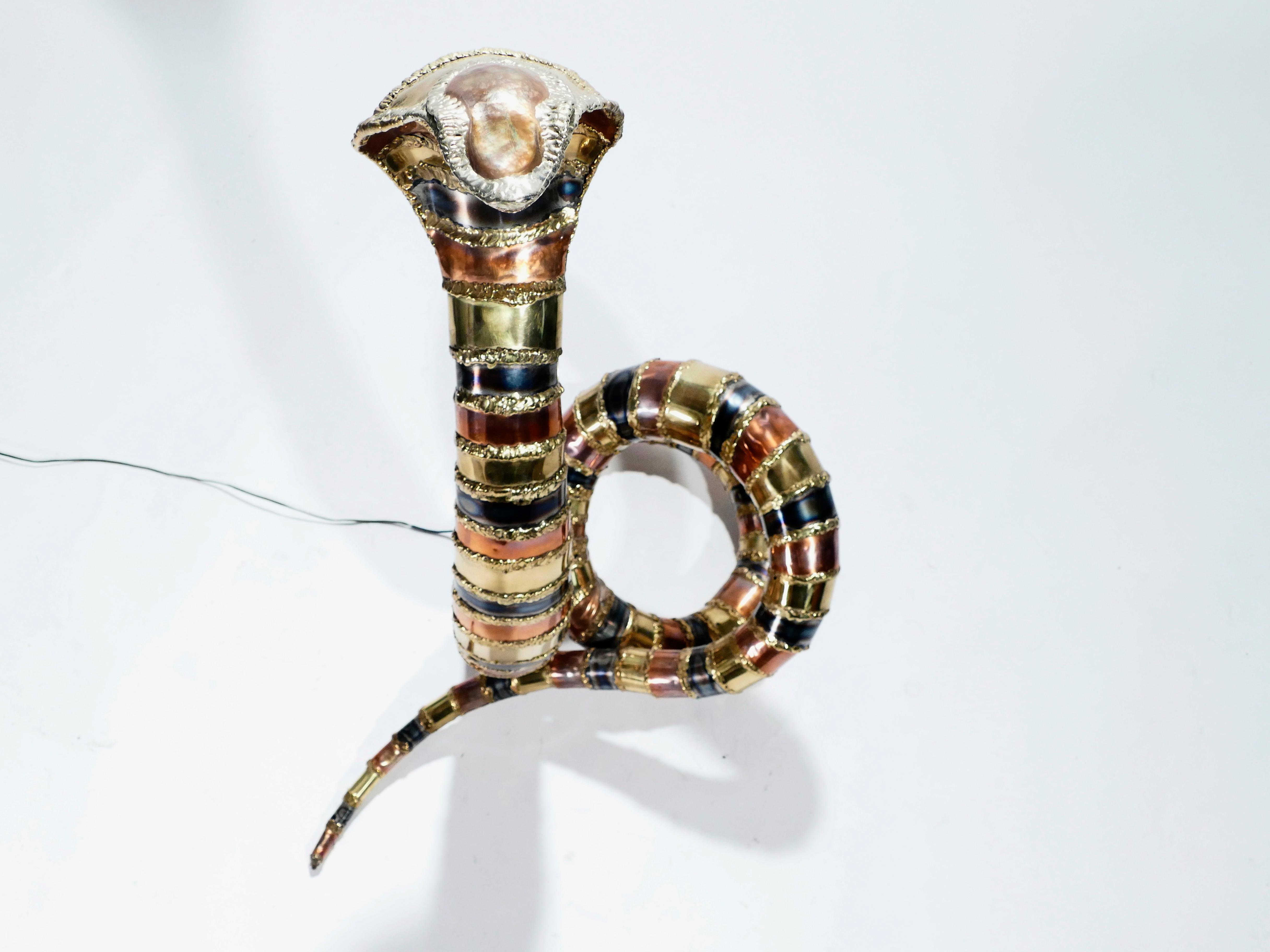 Signed Isabelle Faure Cobra Sculpture Floor Lamp, 1970s In Good Condition In Paris, IDF