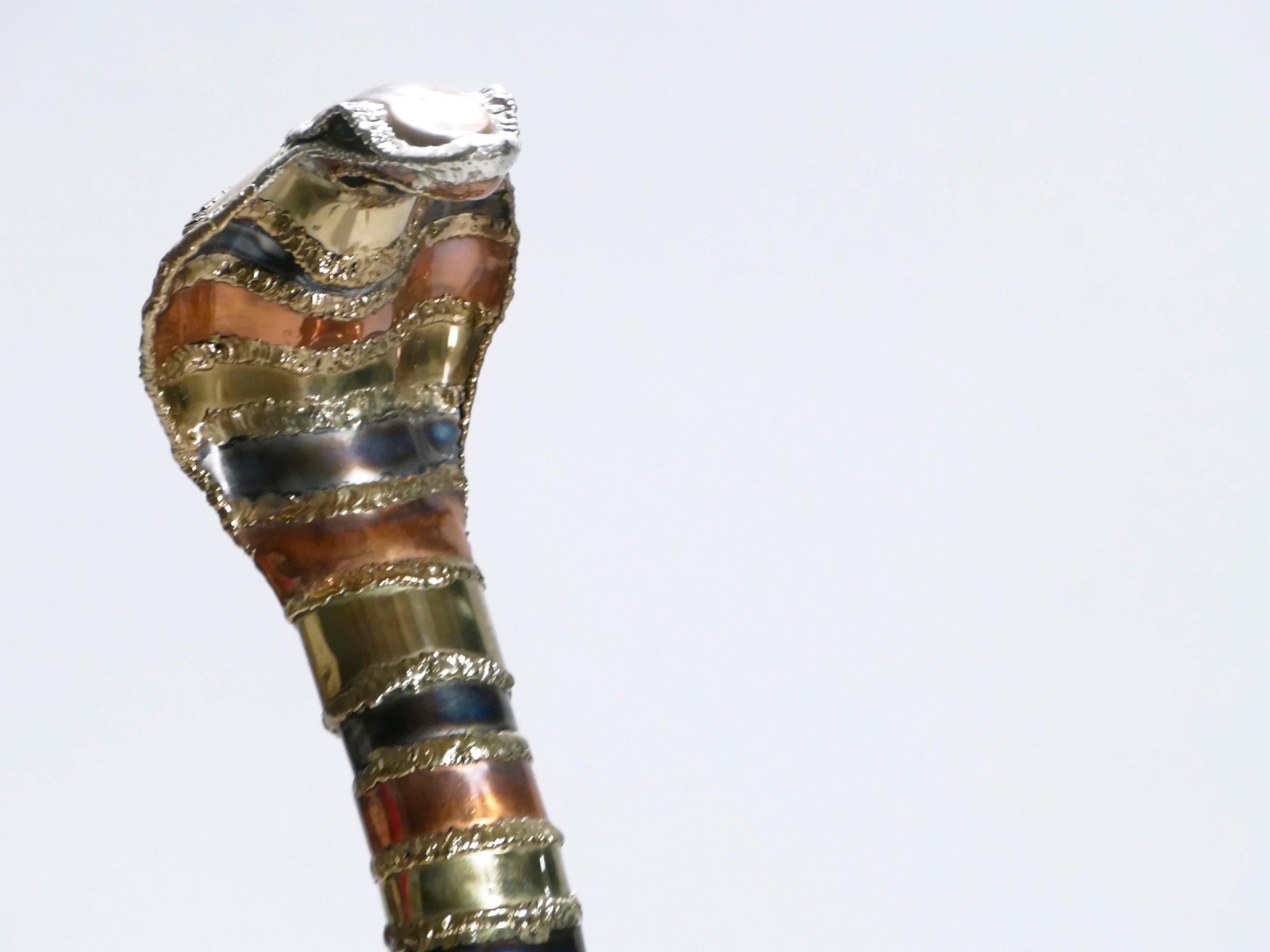 Lampadaire de sculpture cobra signé Isabelle Faure, années 1970 1