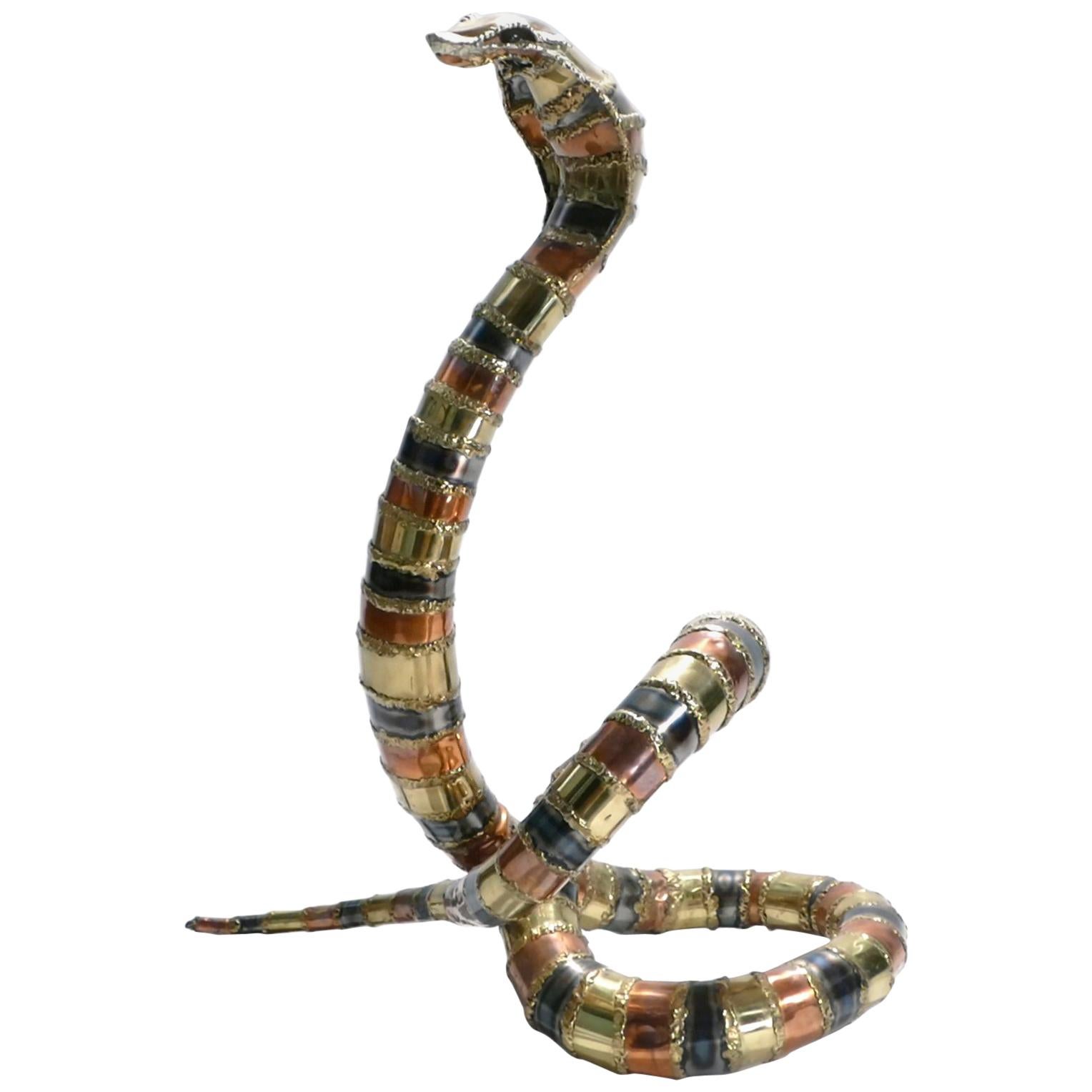 Lampadaire de sculpture cobra signé Isabelle Faure, années 1970