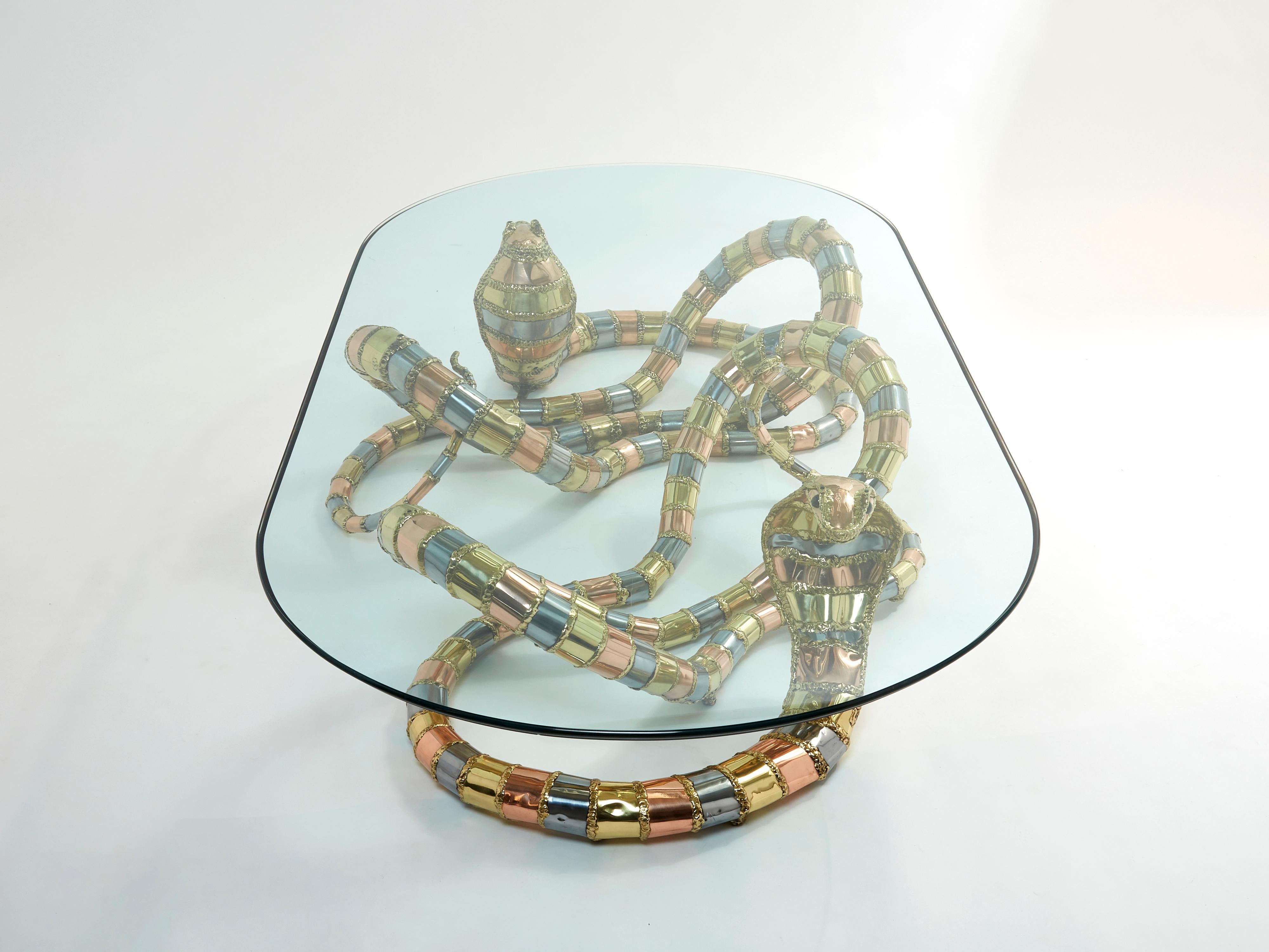 Signed Isabelle Faure Cobra Sculpture Xl Coffee Table, 1970s  For Sale 1