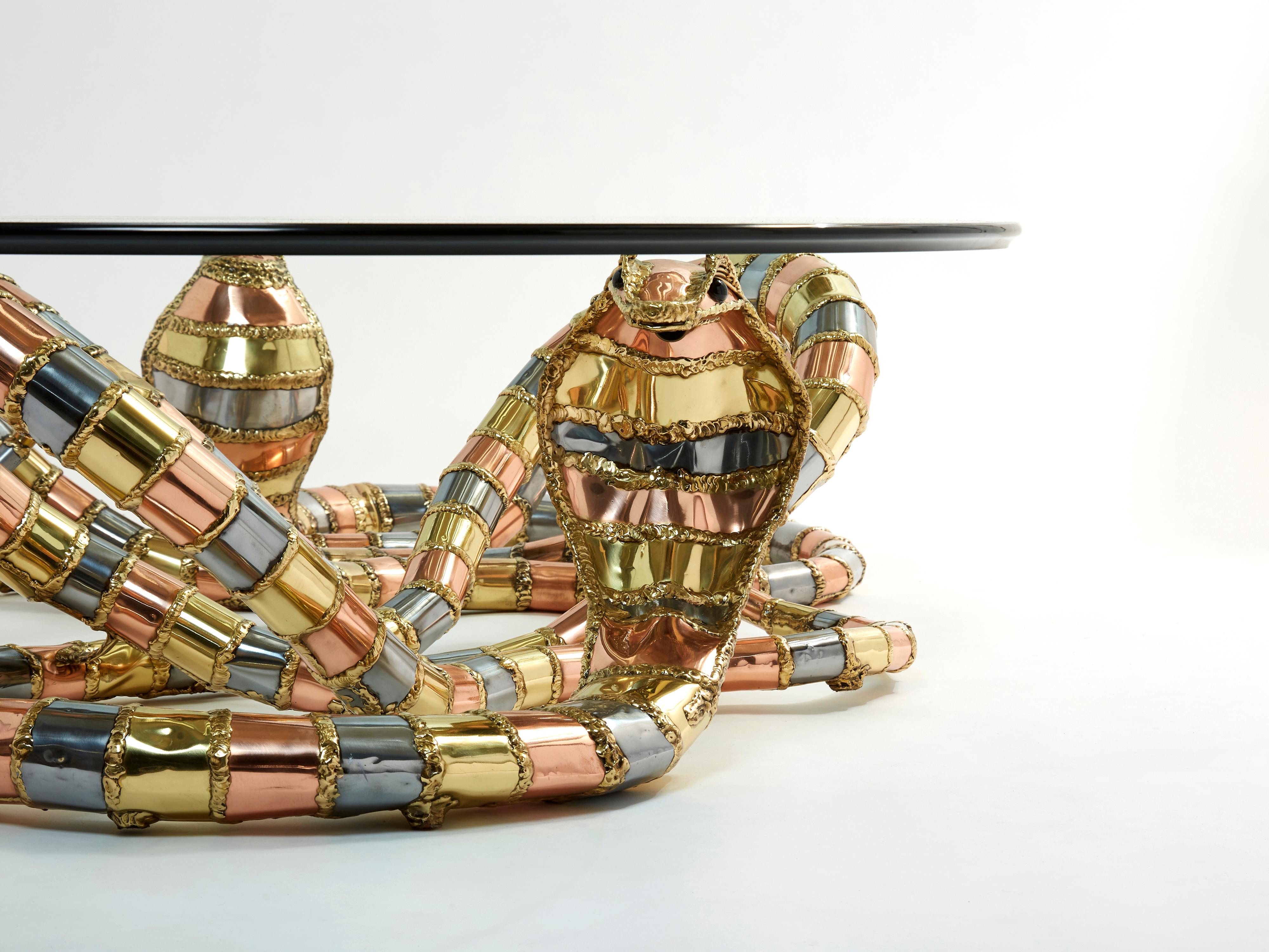 Signed Isabelle Faure Cobra Sculpture Xl Coffee Table, 1970s  For Sale 2