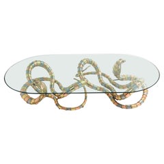 Signed Isabelle Faure Cobra Sculpture Xl Coffee Table, 1970s