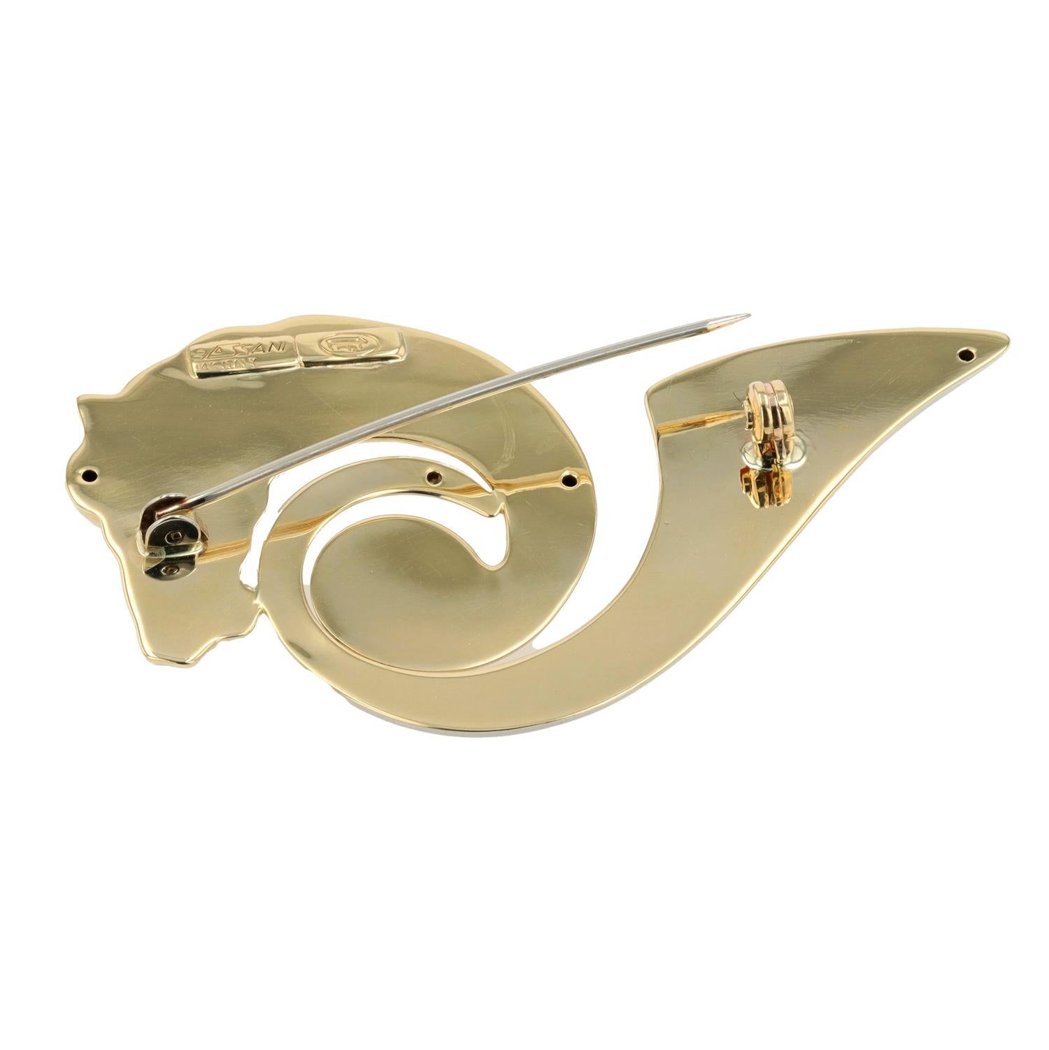 Contemporaneo Spilla a forma di cavallo in oro 14k firmata da un italiano