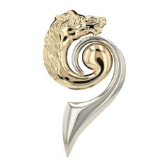 Alfiler broche italiano de oro de 14 quilates firmado Caballo